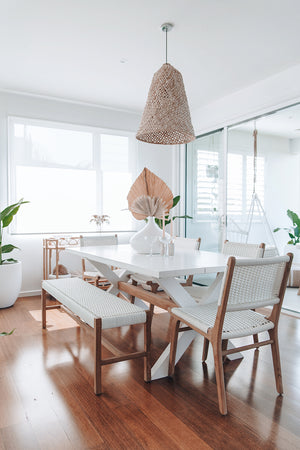 Coastal Teak Dining chair - white close weave