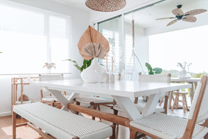 Coastal Teak Dining chair - white close weave