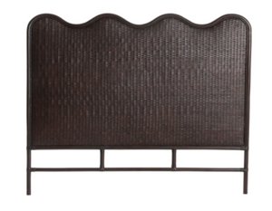 luxury rattan bedhead Australia, coastal bedroom furniture, handcrafted rattan bedhead, Hamptons style bedhead, natural rattan bedhead King Queen, resort style bedroom decor, ethical rattan furniture, modern organic bedroom style, Interior Collections, wave design bedhead, Wisteria Design furniture