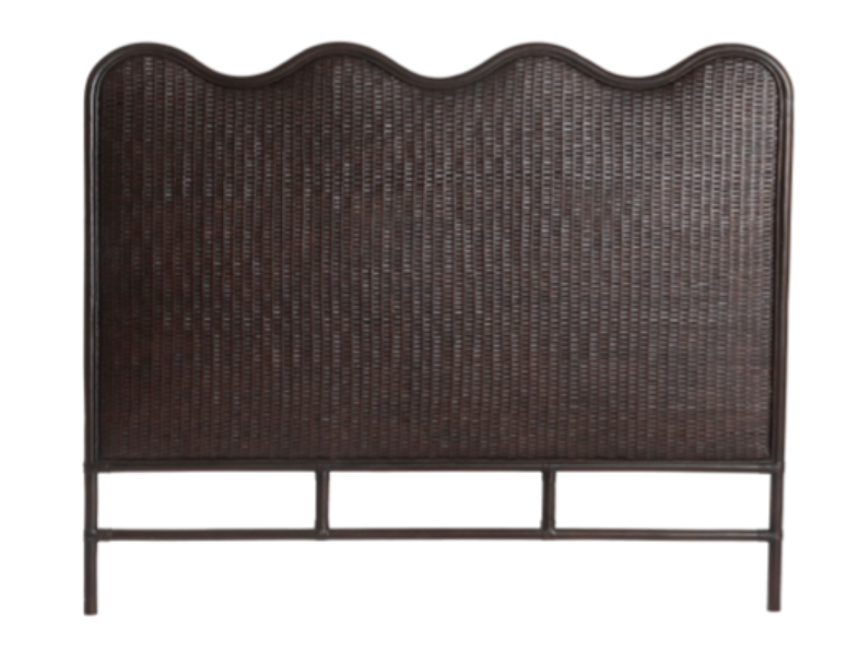 luxury rattan bedhead Australia, coastal bedroom furniture, handcrafted rattan bedhead, Hamptons style bedhead, natural rattan bedhead King Queen, resort style bedroom decor, ethical rattan furniture, modern organic bedroom style, Interior Collections, wave design bedhead, Wisteria Design furniture