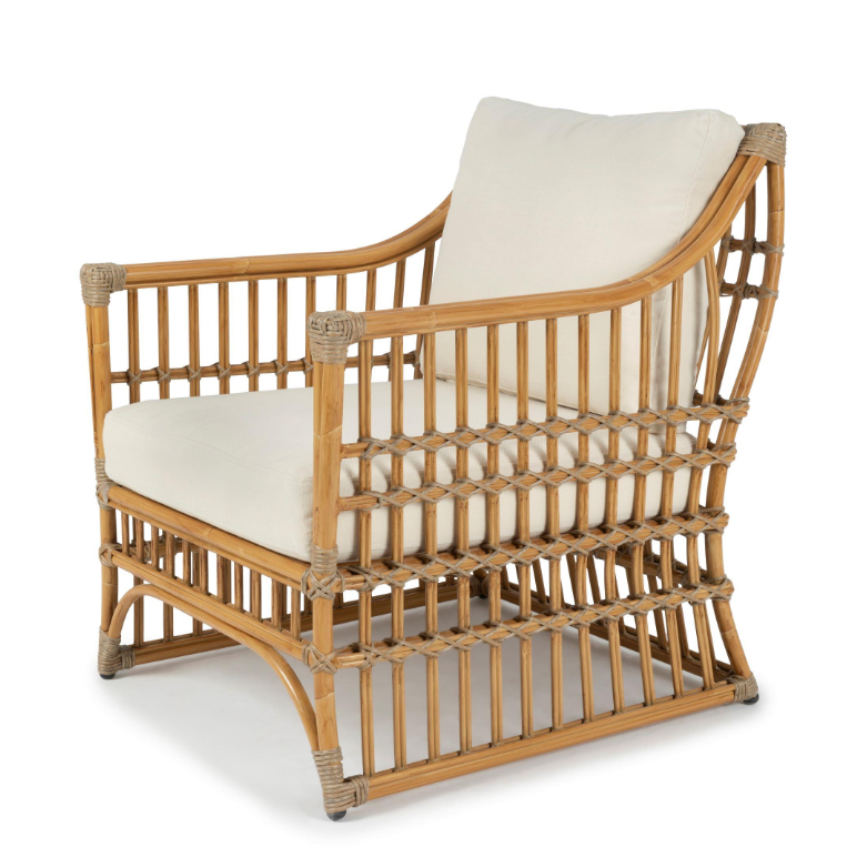 coastal outdoor lounge chair, luxury resort outdoor armchair, Hamptons outdoor seating, powder coated aluminium outdoor chair, hand painted rattan look lounge chair, premium outdoor fabric seating, modern coastal outdoor furniture, high-end outdoor furniture Australia, Wisteria Design furniture, Interior Collections