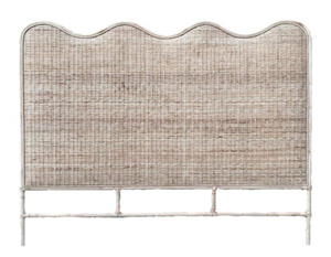 luxury rattan bedhead Australia, coastal bedroom furniture, handcrafted rattan bedhead, Hamptons style bedhead, natural rattan bedhead King Queen, resort style bedroom decor, ethical rattan furniture, modern organic bedroom style, Interior Collections, wave design bedhead
