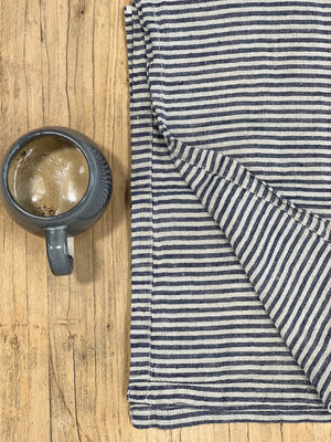 Rustic Linen Blue Striped Tea Towel