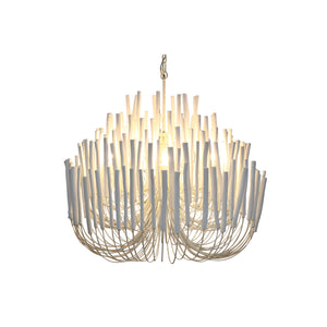 Wooden Candlestick Chandelier - white