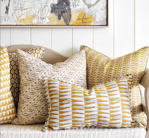 Luxor Saffron linen cushion