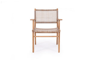 Coastal Teak Dining Armchair - washed grey