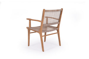 Coastal Teak Dining Armchair - washed grey