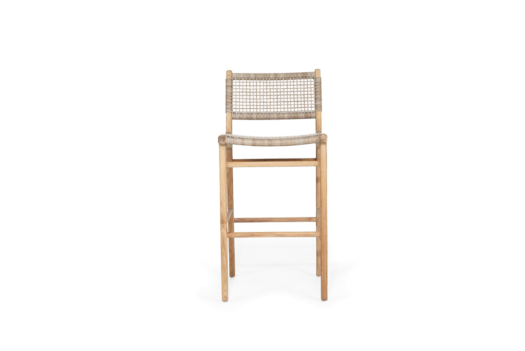 teak bar stool Australia, luxury outdoor bar stool, modern Danish design stool, solid teak bar seating, Hamptons style bar stool, Viro cord bar stool, premium resort style stool, designer bar stool Australia, Zen stool, kitchen stool, grey stool, outdoor stool, Interior Collections.