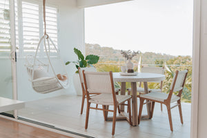 Coastal Teak Dining chair - white close weave