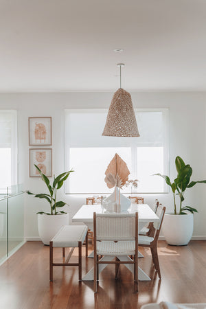 Coastal Teak Dining chair - white close weave