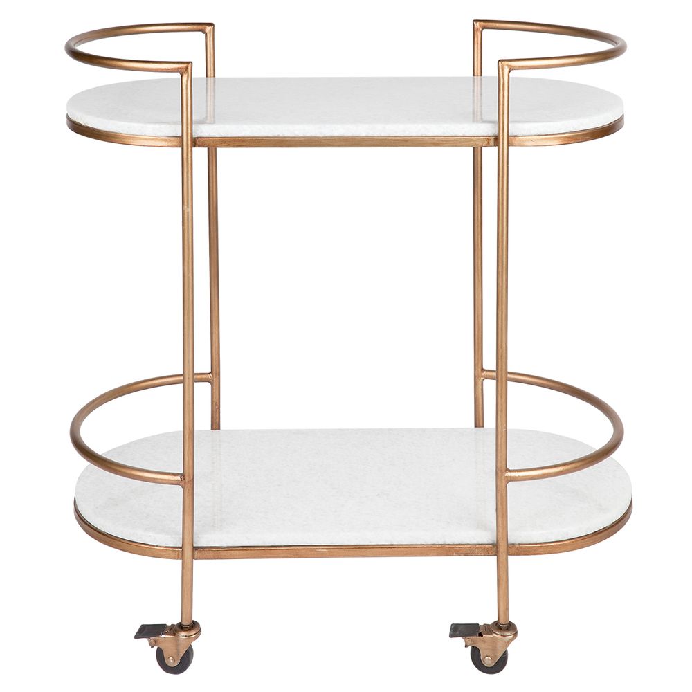 White stone bar cart, antique gold drinks trolley, minimalist bar cart, luxury entertaining furniture, natural stone drinks trolley, Southside White Stone Bar cart, Interior Collections