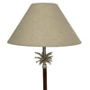 NICKEL/WOOD PALM LAMP W/NAT LINEN SHADE