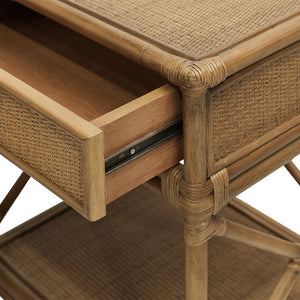 Island Rattan Side table with drawer