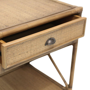 Island Rattan Side table with drawer