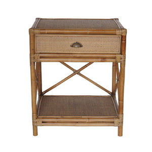 Island Rattan Side table with drawer