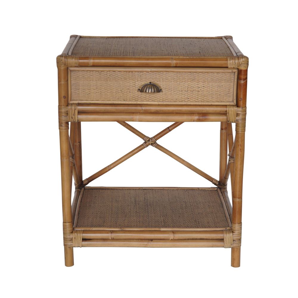 Island Rattan Side table with drawer