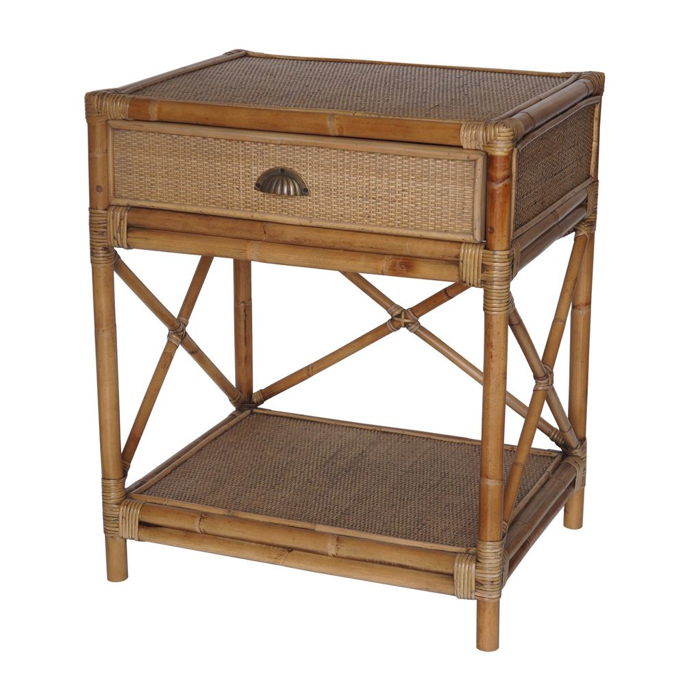 Island Rattan Side table with drawer