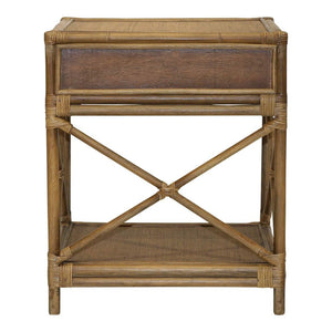 Island Rattan Side table with drawer