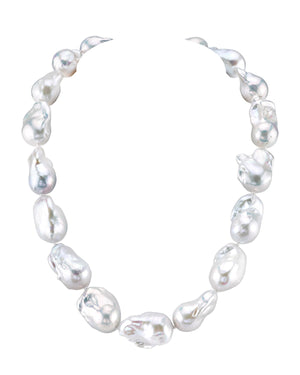 White Natural Baroque Pearl Necklace - 50cm