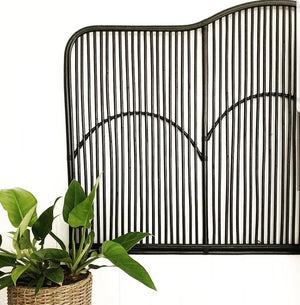 Stella black bedhead, black rattan bedhead, stella bedhead, Interior Collections, rattan bedhead, king rattan bedhead, queen rattan bedhead, double rattan bedhead