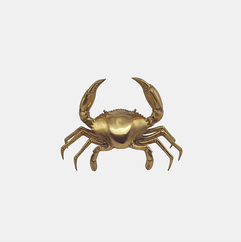 gold crab, hamptons decor, coastal decor, crab decor, brass crab