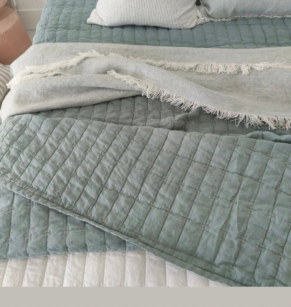 100% pure French linen bedspread, duck egg blue bedspread, pure linen duck egg blue bedspread, pure linen bedspread, duck egg blue linen bedspread, Interior Collections, bedspread