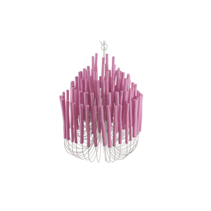 Wooden Candlestick Chandelier - pink