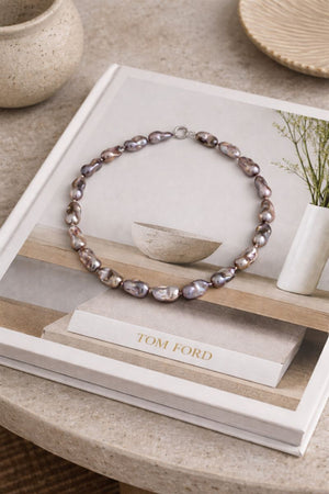 Pink Natural Baroque Pearl Necklace - 45 cm