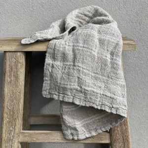 Rustic Linen Hand Loomed Tea Towel - multiple stripe