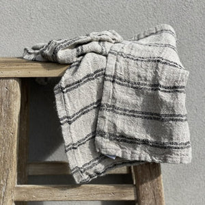 Rustic Linen Hand Loomed Tea Towel - multiple stripe