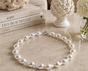 White Natural Baroque Pearl Necklace - 50cm