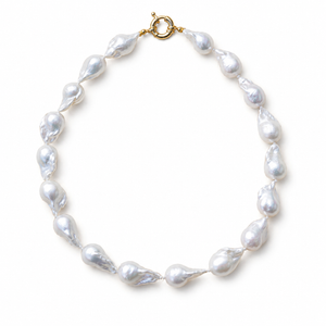 White Natural Baroque Pearl Necklace - 50cm