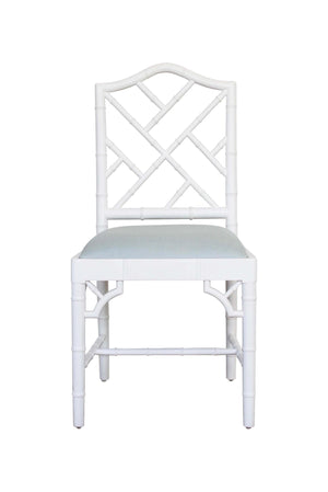 Classic Caribbean dining chair - white with duck egg blue