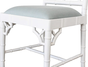 Classic Caribbean dining chair - white with duck egg blue