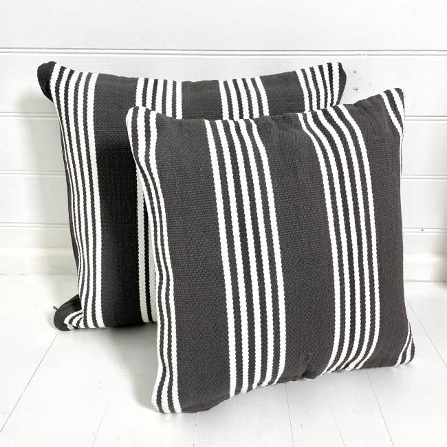 St Tropez Striped Outdoor Cushion - Charcoal