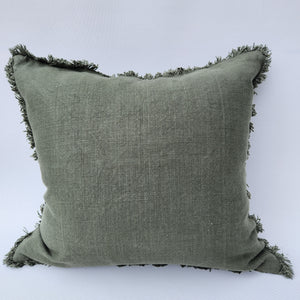 Heavy Weight Pure French Linen Cushion - Jungle green
