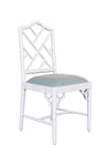 Classic Caribbean dining chair - white with duck egg blue