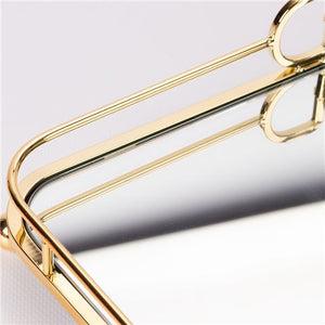 Luxury Gold Rectangular Mirror Tray