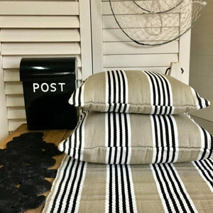 St Tropez Striped Outdoor Cushion - Sand/Black