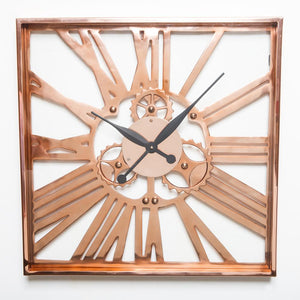 Gear Clock Square Copper