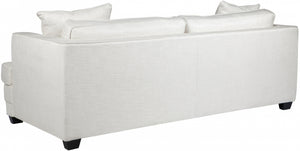 luxury 3-seater sofa, designer upholstered sofa, feather and foam sofa, black timber leg sofa, modern classic sofa, high-end living room furniture, elegant home décor, premium sofa Australia, Hamptons sofa, Provincial sofa,  Coastal style sofe, Interior Collections, Cafe Lighting