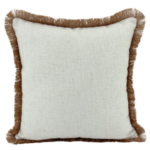 Off White Linen and Jute fringe cushion