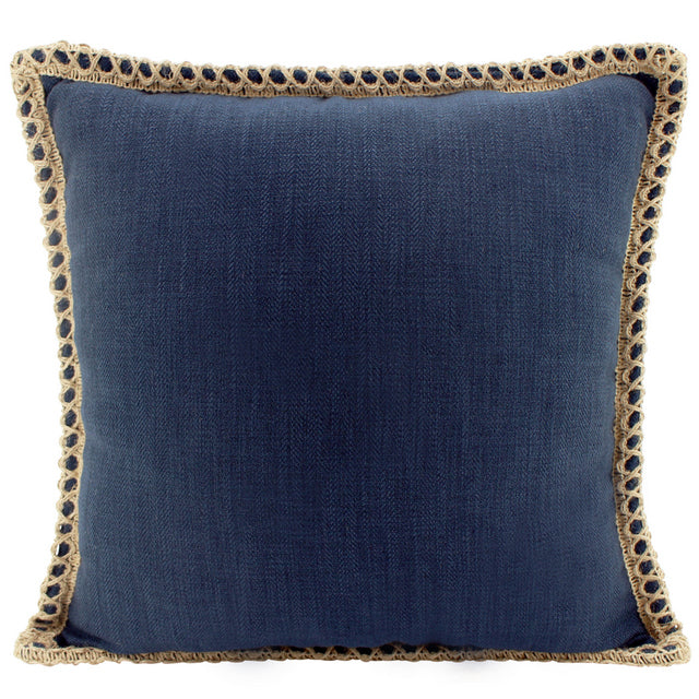 Navy Linen and Jute cushion