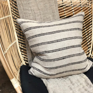 Extra Long Striped Rustic Linen Cushion with feather insert