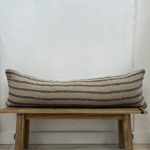 Rustic Black Striped Linen Cushion with feather insert option - 60cm
