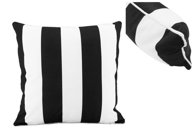 Large Coastal Stripe Black Outdoor Cushions