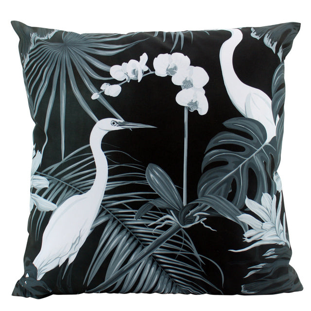 Large Black Stork Outdoor Cushions