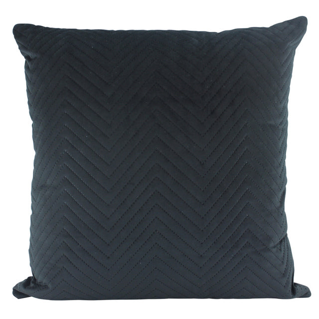 Black Chevron quilted velvet cushion