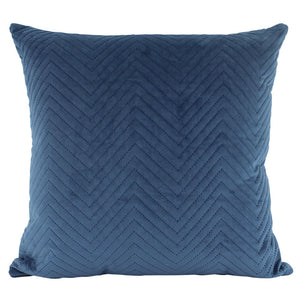 Ocean Blue Chevron quilted velvet cushion