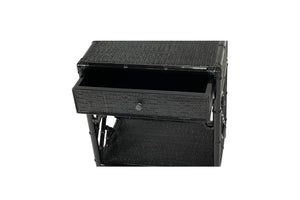 Chippendale Rattan Bedside table - black